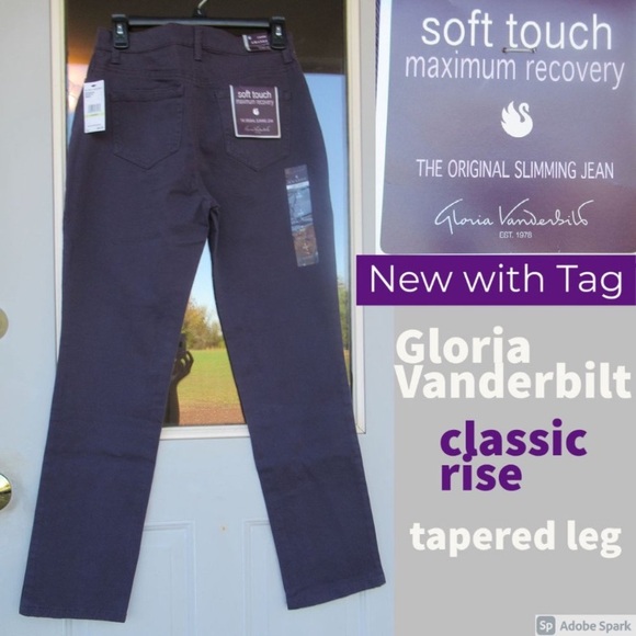 Gloria Vanderbilt Amanda classic rise tapered leg soft touch jean 4 short - Picture 5 of 10